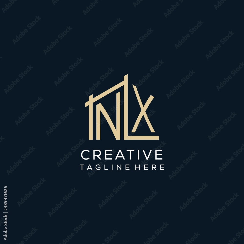 Initial NX logo, clean and modern architectural and construction logo ...