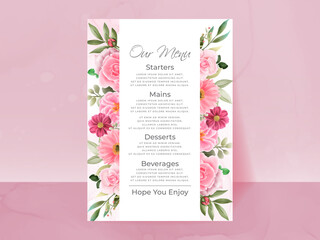 wedding invitation card set with beautiful pink flowers design