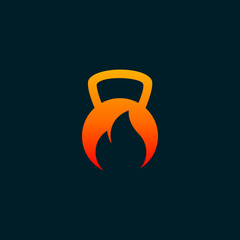 Sticker - fire kettlebell logo. fitness logo