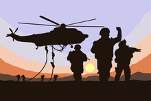 Army Military Troops Sniper Stop The War Flat Silhouette Art Illustration