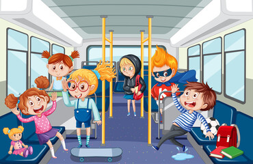 Poster - Scene inside bus with many people