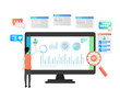 © Husign - Illustration of someone analyzing content SEO