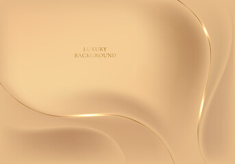 Wall Mural - abstract gold curved lines on satin fabric folds or fluid wave golden background texture