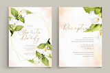 Fototapeta  - watercolor floral lily wedding invitation card set