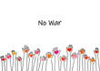 NO WAR and hands with hearts line simple illustration