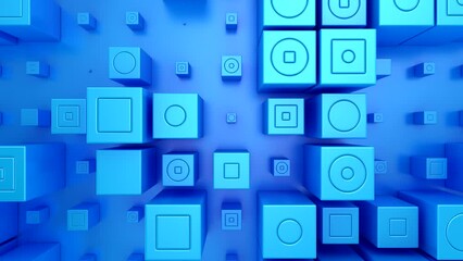 Background of Animated Cubes. Abstract motion, loop, two color, 3d rendering, 4k resolution
