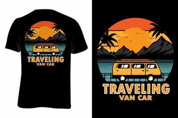 Wall Mural - Mock Up T-Shirt Traveling Van Car Retro Vintage Style