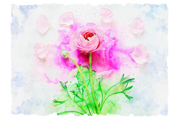 Wall Mural - watercolor style illustration of pastel flowers