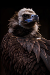 Sticker - Brown vulture portrait with black background.