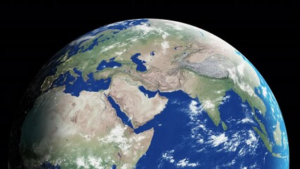 Wall Mural - planet earth rotation - computer generated animation. night to day change. realistic world globe rot