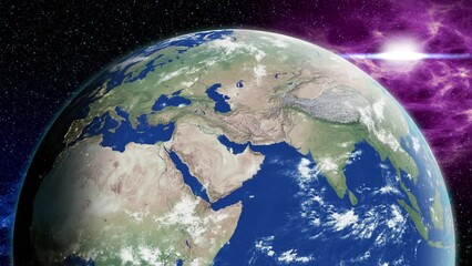 Wall Mural - planet earth rotation - computer generated animation. night to day change. realistic world globe rot