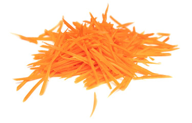 Poster - Sliced carrots isolated on white background.