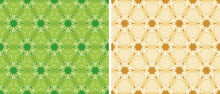 Abstract Geometric Pattern - Floral Mesh. Set Of Green And Orange Shades. Seamless Vector Pattern