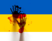 ukraine crisis concept illustration in ukraine flag colors - help for ukraine
