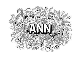 Wall Mural - Ann #name doodle art