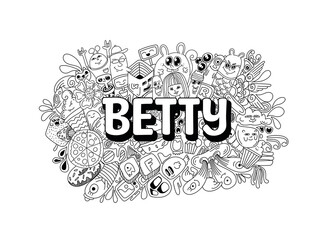 Wall Mural - Betty #name doodle art