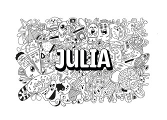 Wall Mural - Julia- #name doodle art