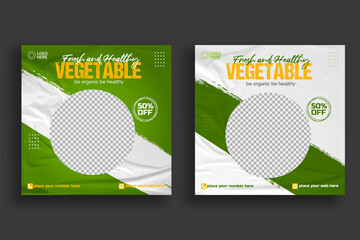 Organic food social media banner template 
