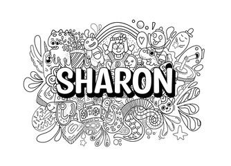 Wall Mural - Sharon #name doodle art