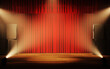 abstract background of empty stage and red curtain ,3D illustration rendering