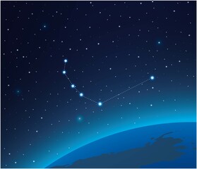 Wall Mural - constellation corona australis with planet in deep space