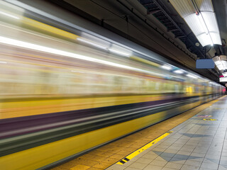 Wall Mural - Subway entering empty station