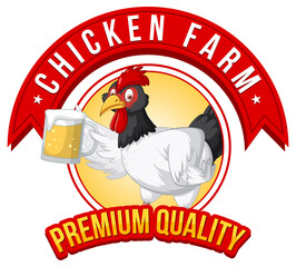 Sticker - Chicken Farm banner with Chicken holding beer glass