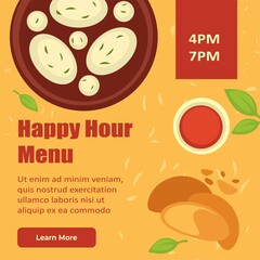 Wall Mural - Happy hour menu in restaurant or cafe website