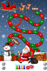 Wall Mural - Snake and ladders game template in Christmas theme