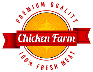 Sticker - Chicken Farm banner with premium quality 100% fresh meat word logo