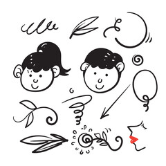 Wall Mural - hand drawn doodle abstract drawing collection illustration vector isolated