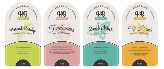 herbal beauty, creams and cosmetic products label
