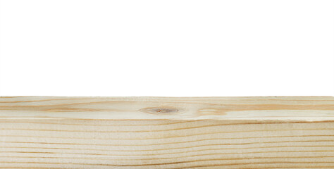 Empty wood table top counter on White background