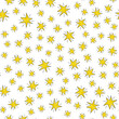 © Algoffy - Star seamless pattern background with black and yellow color in doodles hand drawn style.  Cute and modern festive pattern with stars shape. Can use for kids texture, print textile, wrapping paper