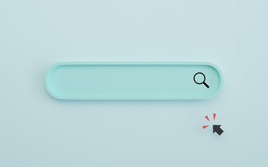 Minimal design search bar on blue background , Web search engine concept by 3D rendering.