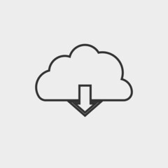 Sticker - Cloud download vector icon illustration sign 