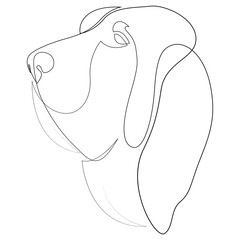 Wall Mural - Continuous line Bloodhound. Single line minimal style dog vector illustration. Portrait