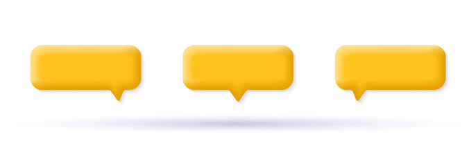 Wall Mural - 3d speech bubble icon set. chat box collection. talk, text message, dialog banners. vector illustrat