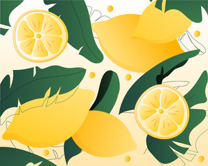 Canvas Print - Lemons tropical pattern