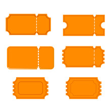 Set 6 Style Flat Vector Orange Ticket Or Coupon