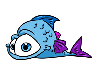 Wall Mural - little surprise fish animal illustration cartoon character