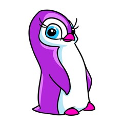 Wall Mural - purple penguin bird beautiful animal illustration cartoon character