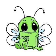 Wall Mural - small insect green illustration cartoon character