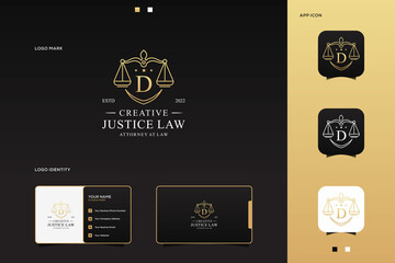 Letter D Justice Law logo, design Attorney logo