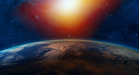 Canvas Print - Planet Earth with a spectacular sunset 