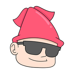 Wall Mural - boy head wearing squid beanie, doodle icon drawing