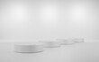 abstract background 3d render of minimalist podium in white gray studio and lighting for product display.