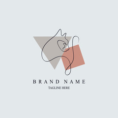 cat line style  logo template design for brand or company and other