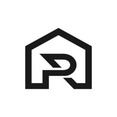 Wall Mural - Letter r abstract home logo icon