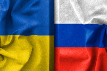 Wall Mural - Russia and Ukraine flags , war background concept